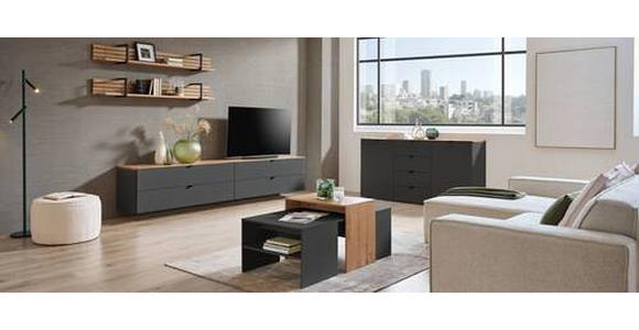 TV-ELEMENT Graphitfarben, Eiche Artisan  140/62/44 cm  - Schwarz/Graphitfarben, MODERN, Holzwerkstoff/Metall (140/62/44cm) - Hom`in