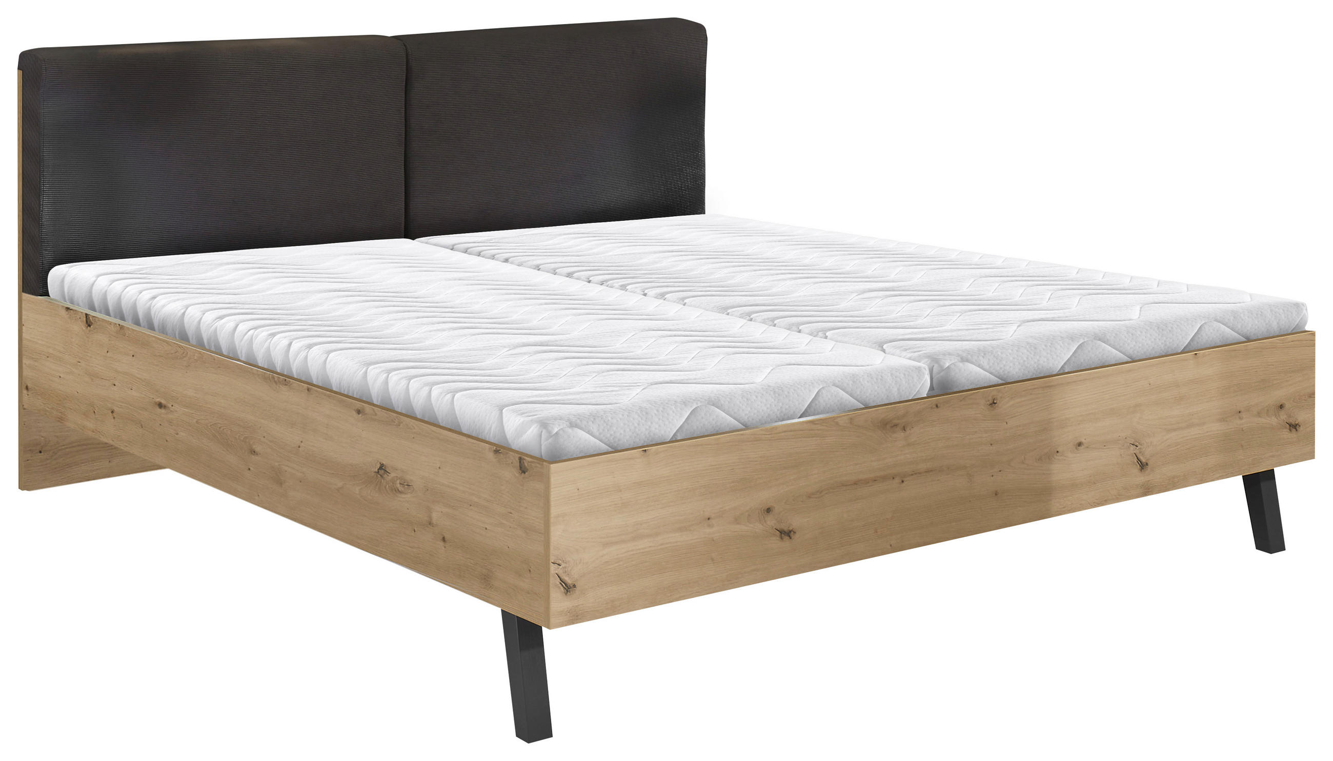 BETT 180/200 cm  in Graphitfarben, Eiche Artisan   - Schwarz/Graphitfarben, Konventionell, Holz/Holzwerkstoff (180/200cm) - Ti'me