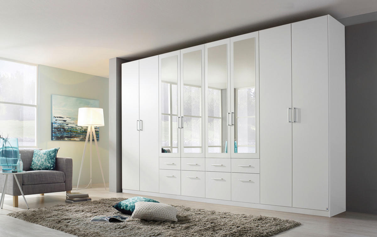 DREHTÜRENSCHRANK 360/229/54 cm 8-türig Weiß  - Alufarben/Weiß, MODERN, Holzwerkstoff/Kunststoff (360/229/54cm) - Rauch Möbel
