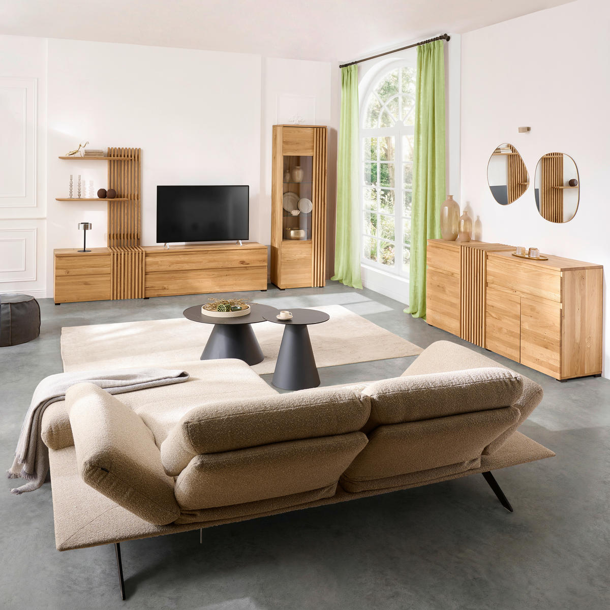 WOHNWAND  in Eichefarben  248,8/175,3/44 cm    - Eichefarben, Natur, Holz (248,8/175,3/44cm) - Linea Natura