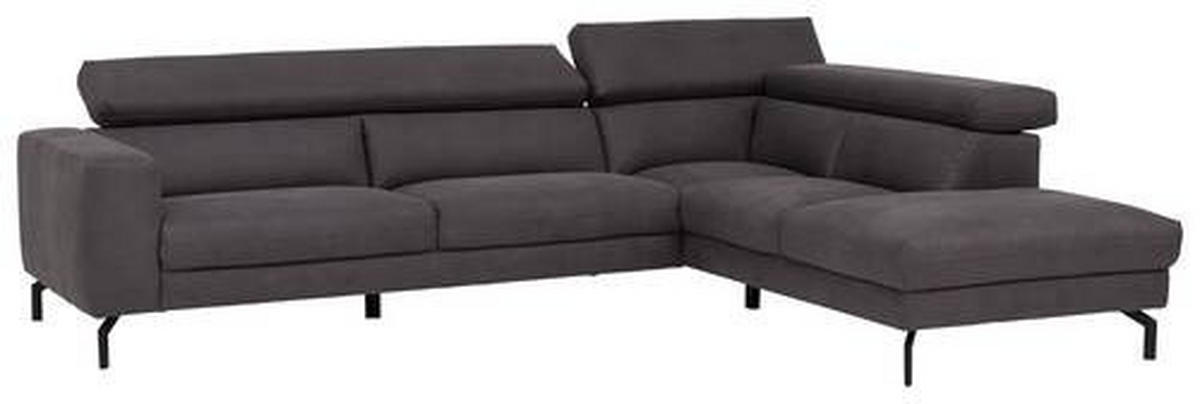 ECKSOFA in Mikrofaser Dunkelgrau  - Dunkelgrau/Schwarz, Modern, Textil/Metall (305/233cm) - Trendmanufaktur
