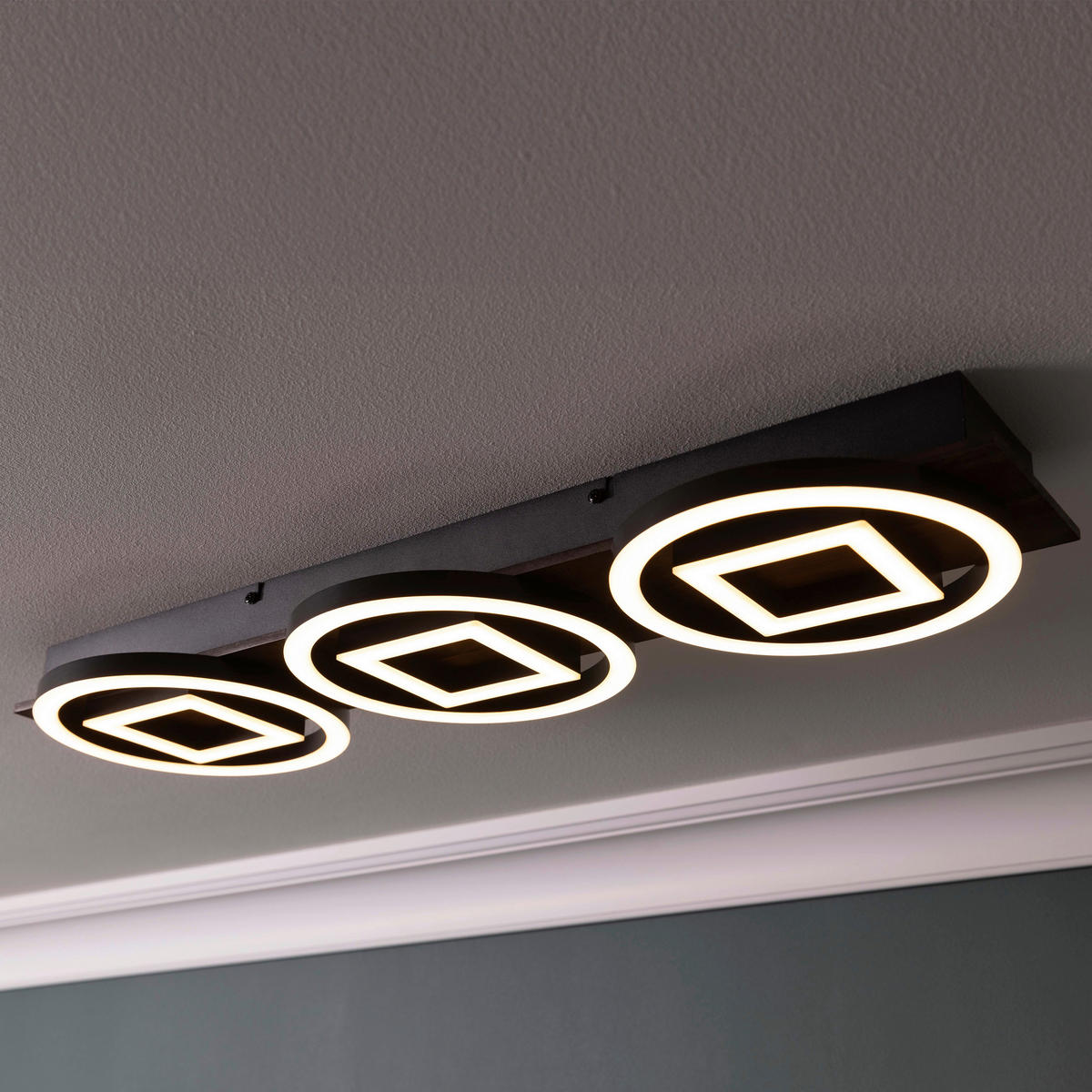 LED-DECKENLEUCHTE    67/6,5/20 cm  - Eiche dunkel/Schwarz, Design, Holz/Kunststoff (67/6,5/20cm) - Brilliant