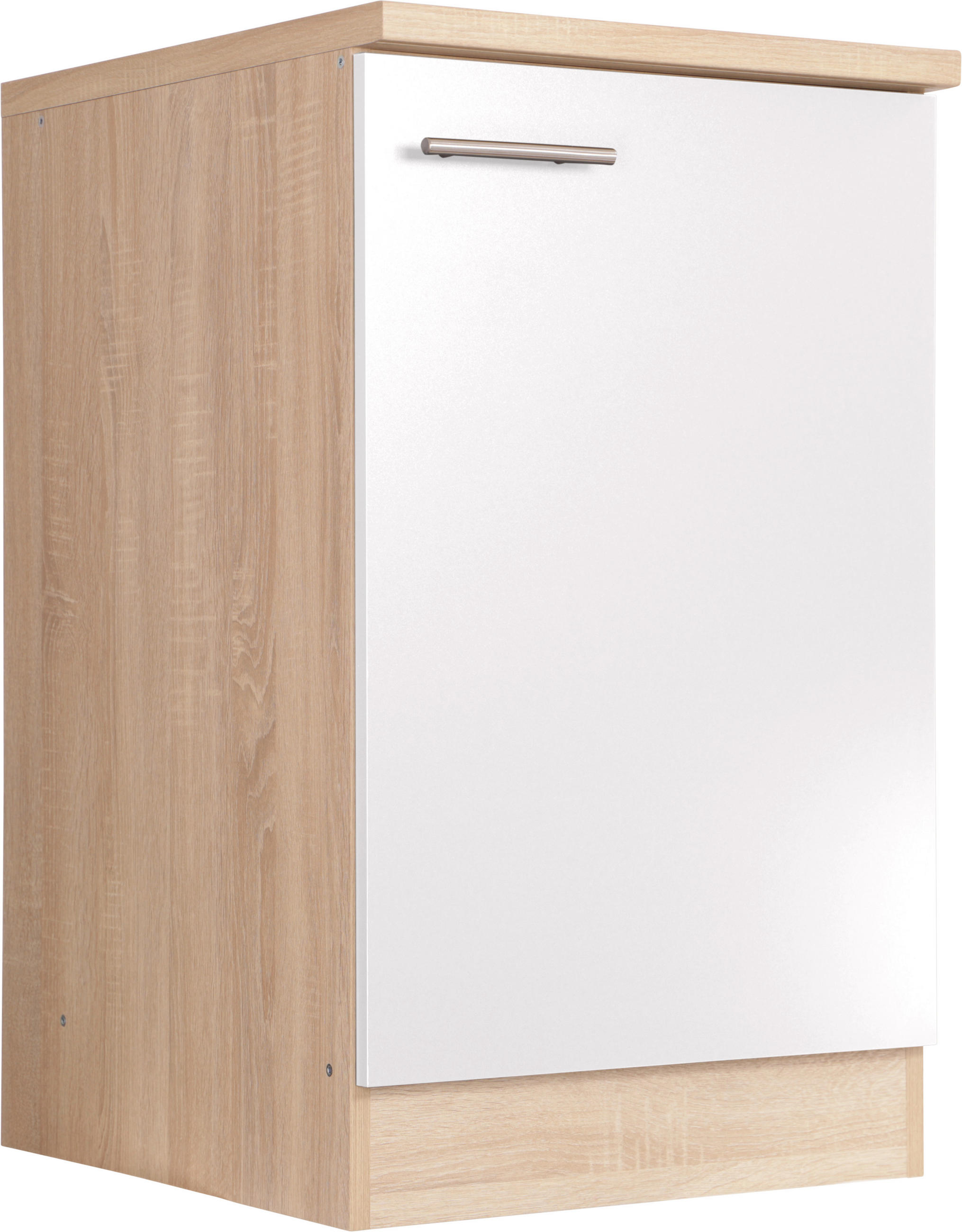 SPÜLENUNTERSCHRANK 50/84,8/60 cm  in Weiß, Eichefarben  - Eichefarben/Silberfarben, Basics, Holzwerkstoff/Metall (50/84,8/60cm) - Respekta
