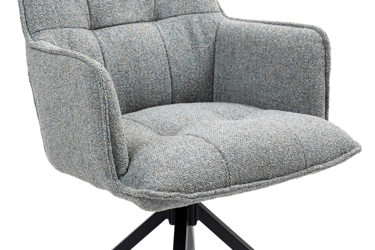 ARMLEHNSTUHL  in Eisen  - Schwarz/Grau, KONVENTIONELL, Textil/Metall (59/89,5/63cm) - MID.YOU