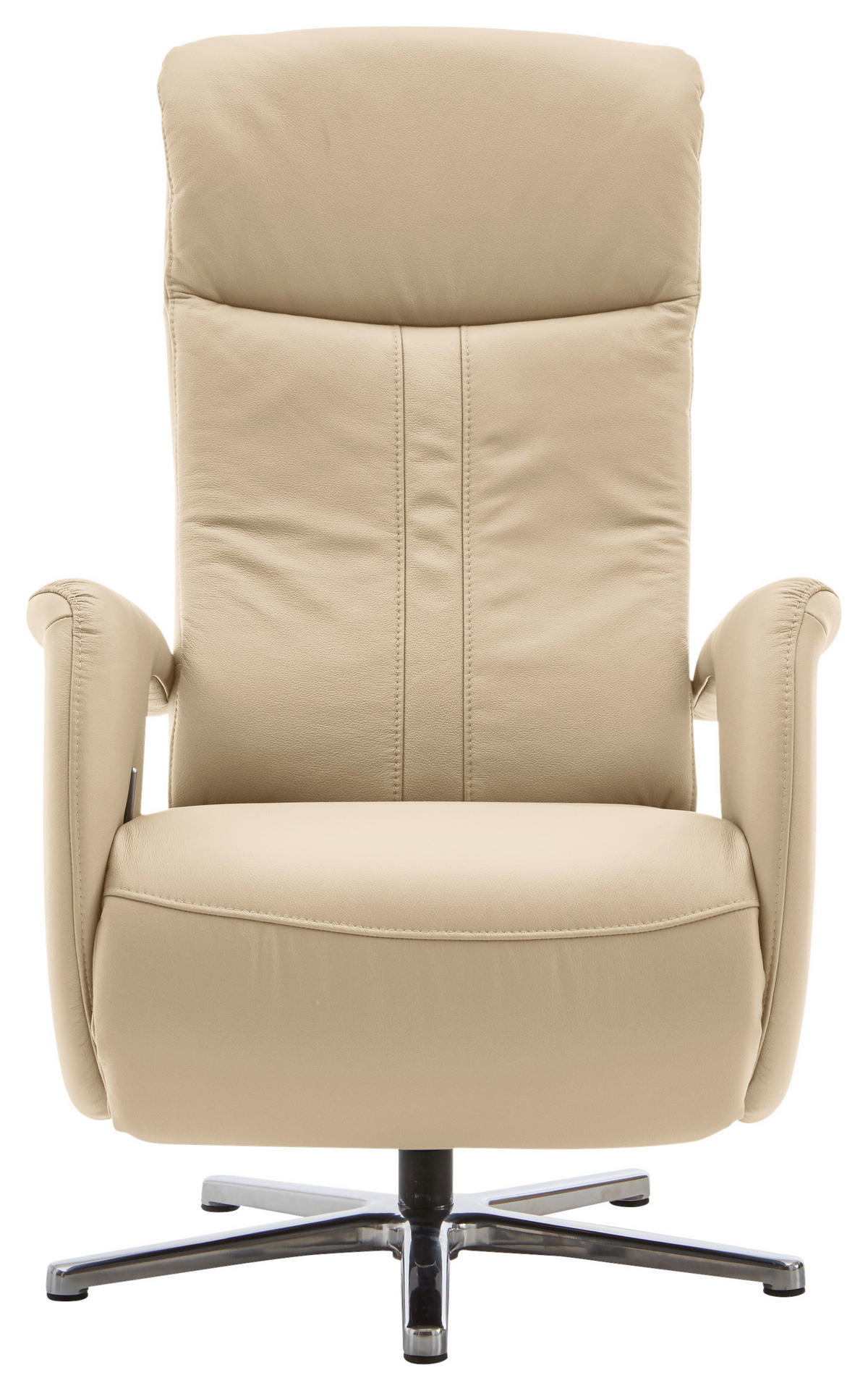 RELAXSESSEL Echtleder Relaxfunktion, Kopfteilverstellung    - Chromfarben/Beige, Design, Leder/Metall (71/110/83cm) - Beldomo Speed