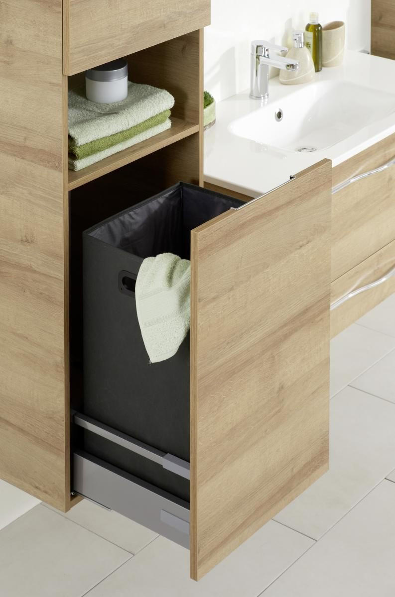 Thumbnail - Sadena Hochschrank, Eiche, Glas, 2 Fächer, 1 Schublade(n) Schubladen, 45x168x43 cm, Made in Germany, hängend, Badezimmer...