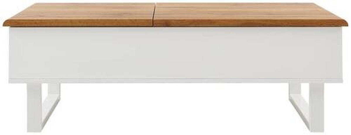 COUCHTISCH in Metall, Holzwerkstoff 120/60/40-65 cm  - Weiss/Eichefarben, Design, Holzwerkstoff/Metall (120/60/40-65cm) - Livetastic
