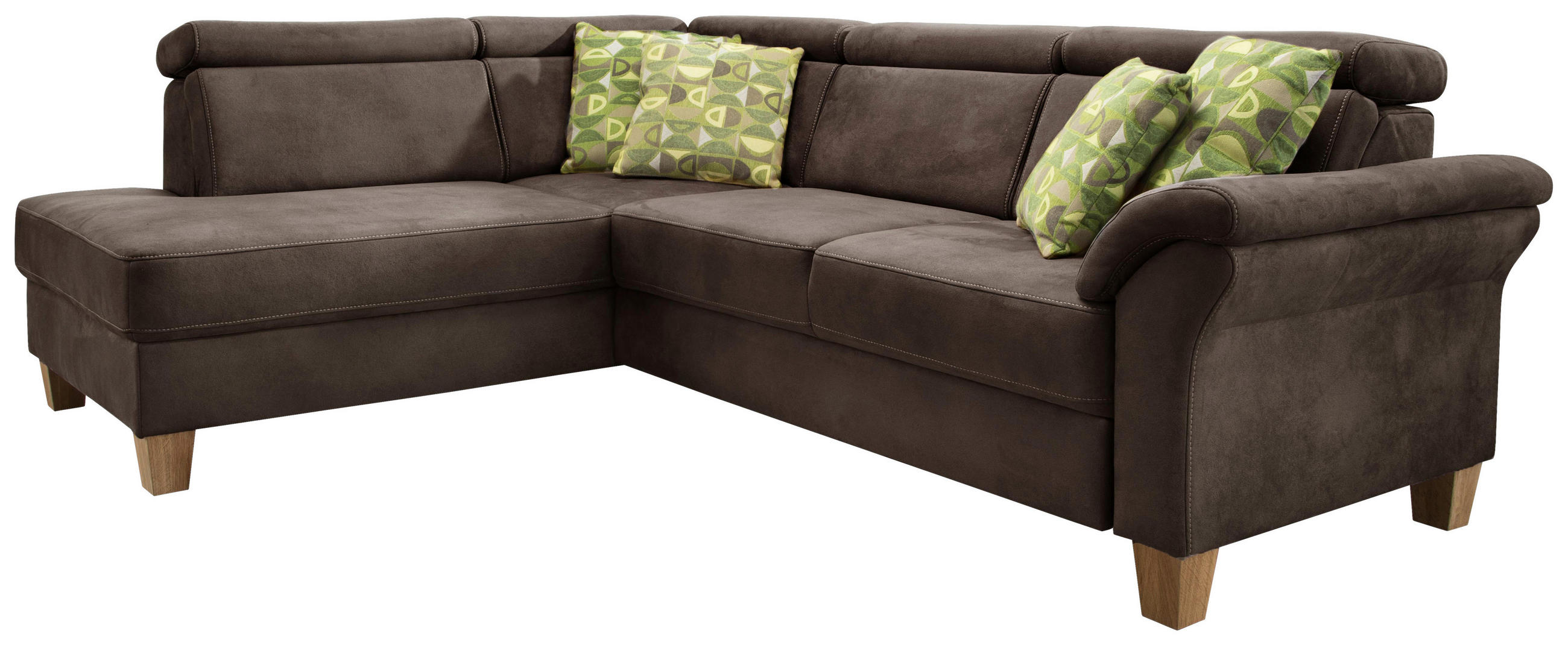 ECKSOFA in Mikrofaser Mokka - Eichefarben/Beige, Konventionell, Holz/Textil (194/245cm) - Sit & More