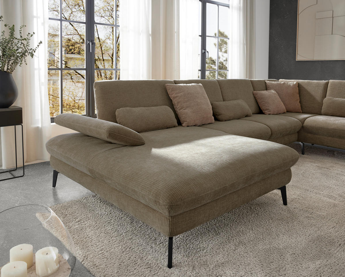 WOHNLANDSCHAFT in Webstoff Hellbraun  - Hellbraun/Schwarz, Design, Textil/Metall (157/354/208cm) - Dieter Knoll