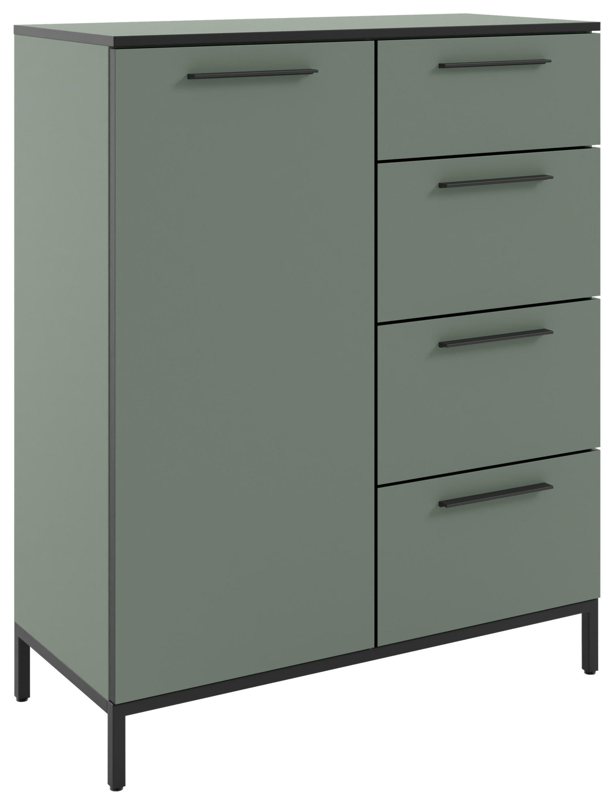 KOMMODE Soul  in 90/111/40 cm  - Schilfgrün/Schwarz, MODERN, Holzwerkstoff/Metall (90/111/40cm)