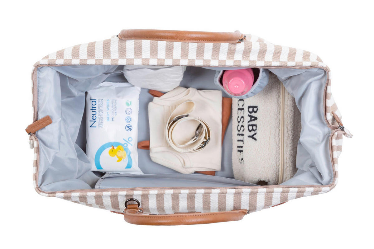 WICKELTASCHE Mommy Bag Terracotta Nude Streifen  - Beige/Terracotta, KONVENTIONELL, Kunststoff/Textil (55/30/40cm) - Childhome