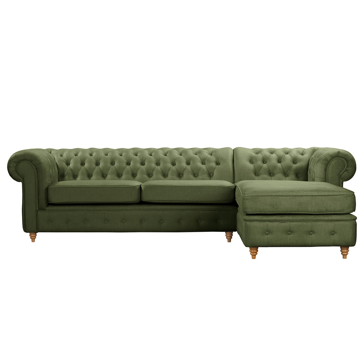 ECKSOFA Laura in Mikrofaser Dunkelgrün  284/182 cm  - Dunkelgrün/Braun, Design, Holz/Textil (284/182cm) - P & B