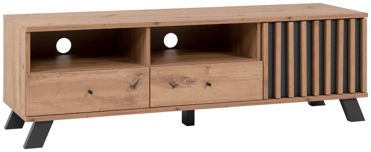 LOWBOARD  in 138/44/40 cm  - Anthrazit/Schwarz, LIFESTYLE, Holzwerkstoff/Metall (138/44/40cm) - MID.YOU