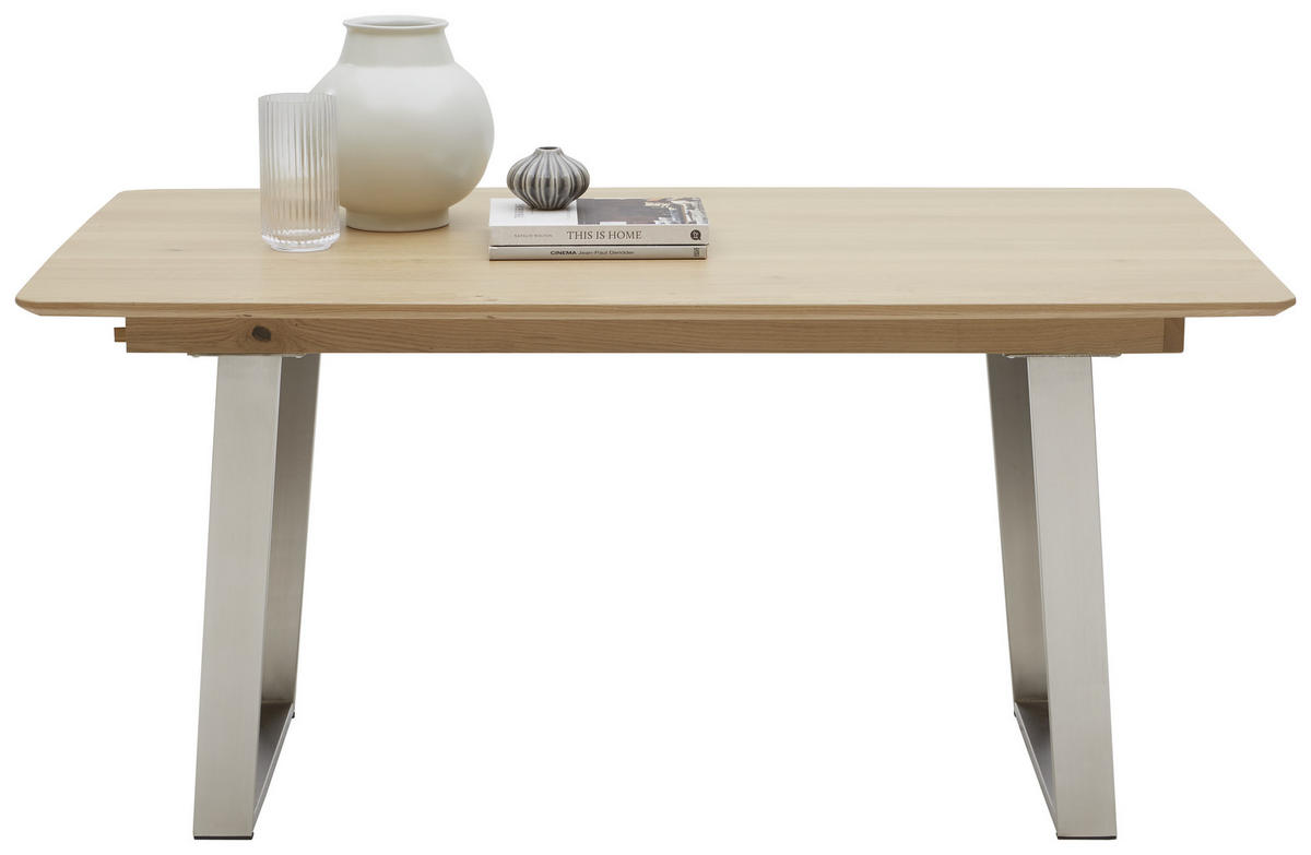 ESSTISCH in Holz, Metall 160/90/76 cm  - Edelstahlfarben/Eichefarben, Konventionell, Holz/Metall (160/90/76cm) - Dieter Knoll