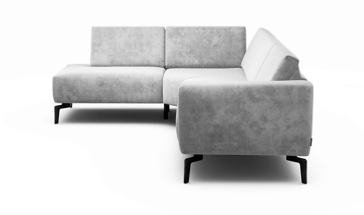 ECKSOFA in Samt Hellgrau  193/256 cm  - Hellgrau/Schwarz, Design, Textil/Metall (193/256cm) - SENSOO