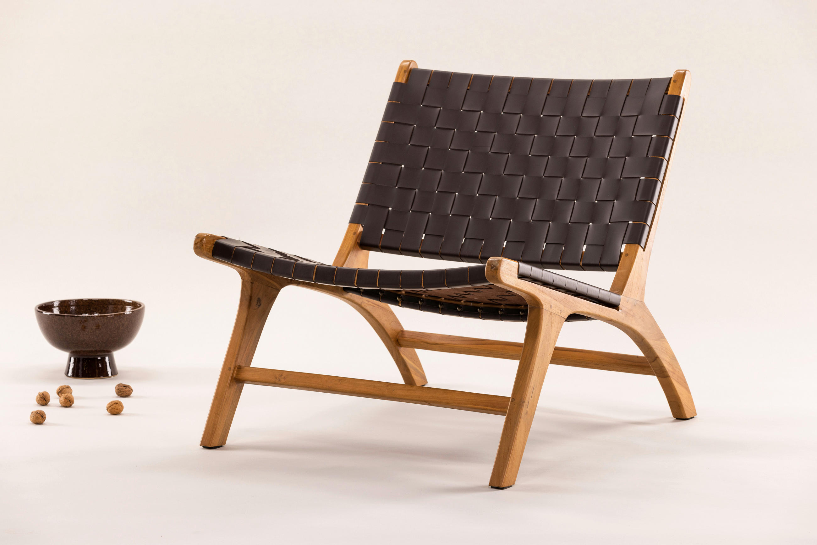 SESSEL in Lederlook (vegan) Braun  - Braun, Design, Holz/Textil (65/69/77cm) - Livetastic
