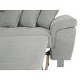 ECKSOFA inkl. Funktionen Grau Cord  - Silberfarben/Grau, Design, Textil/Metall (226/257cm) - Xora