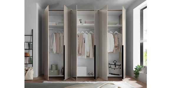 DREHTÜRENSCHRANK  in Kaschmir  - Kaschmir/Schwarz, MODERN, Glas/Holzwerkstoff (270/225/52cm) - Carryhome