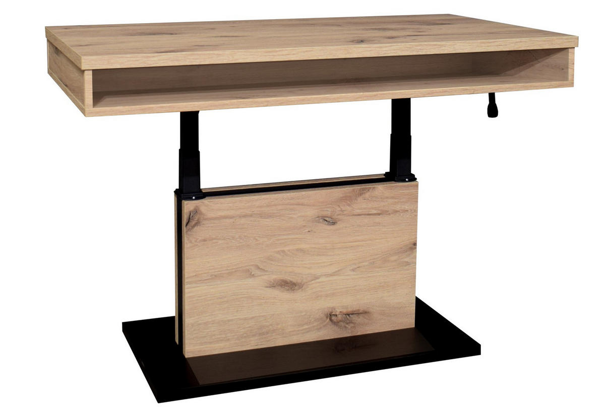 COUCHTISCH in Metall, Holzwerkstoff  - Eichefarben/Schwarz, Design, Holzwerkstoff/Metall (110/58-77/60cm) - MID.YOU
