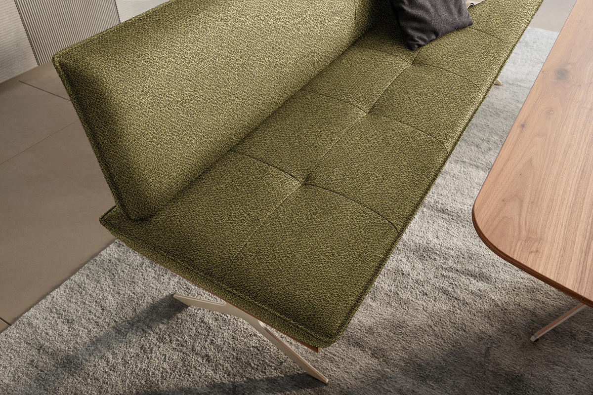 SITZBANK in Holz, Textil Grün, Nussbaumfarben, Nickelfarben  - Edelstahlfarben/Nussbaumfarben, Design, Holz/Textil (194/88/66cm) - Koinor