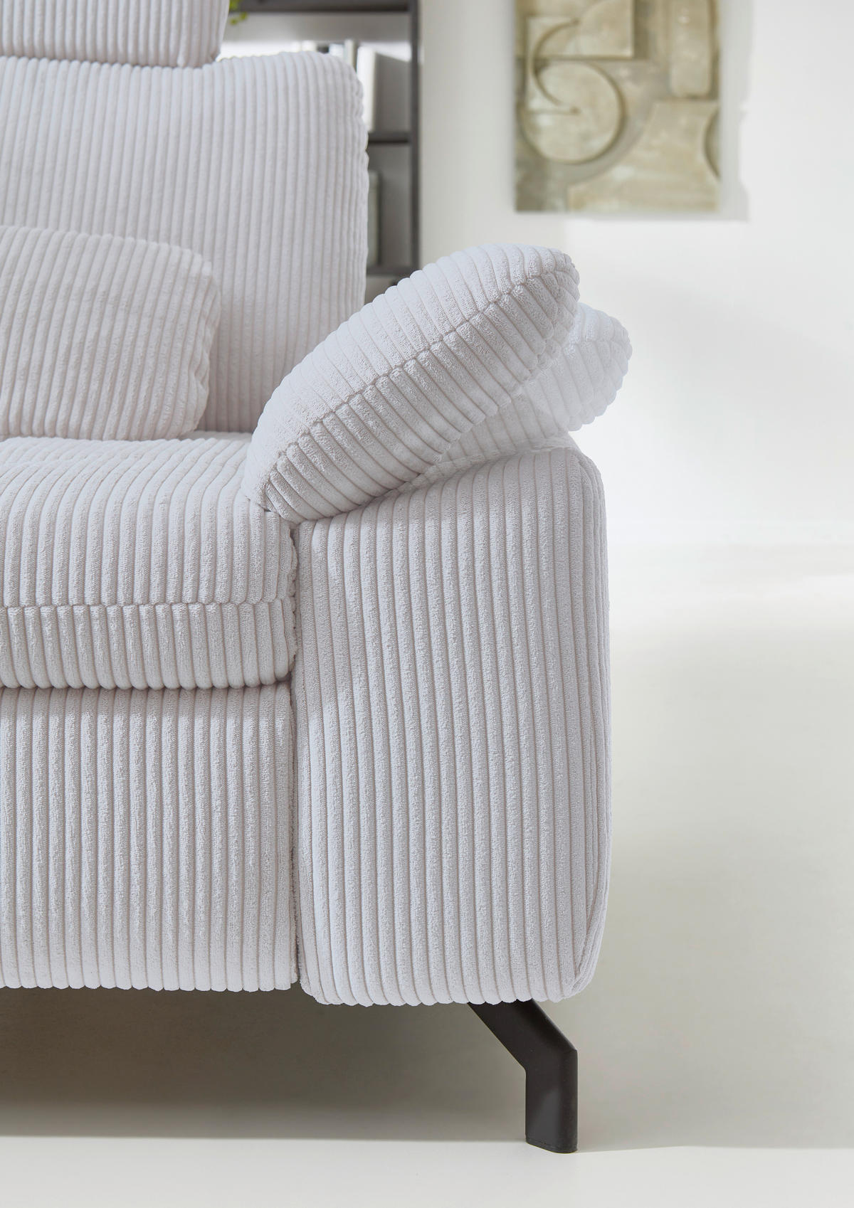 ECKSOFA in Cord, Velours Grau  - Schwarz/Grau, Design, Textil/Metall (197/291cm) - Beldomo Style