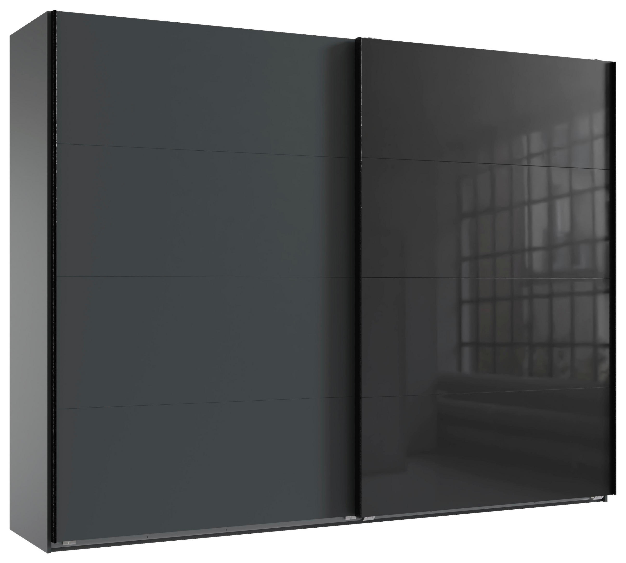 SCHWEBETÜRENSCHRANK 270/208/65 cm 2-türig Graphitfarben, Schwarz  - Schwarz/Graphitfarben, Design, Glas/Holzwerkstoff (270/208/65cm) - Carryhome