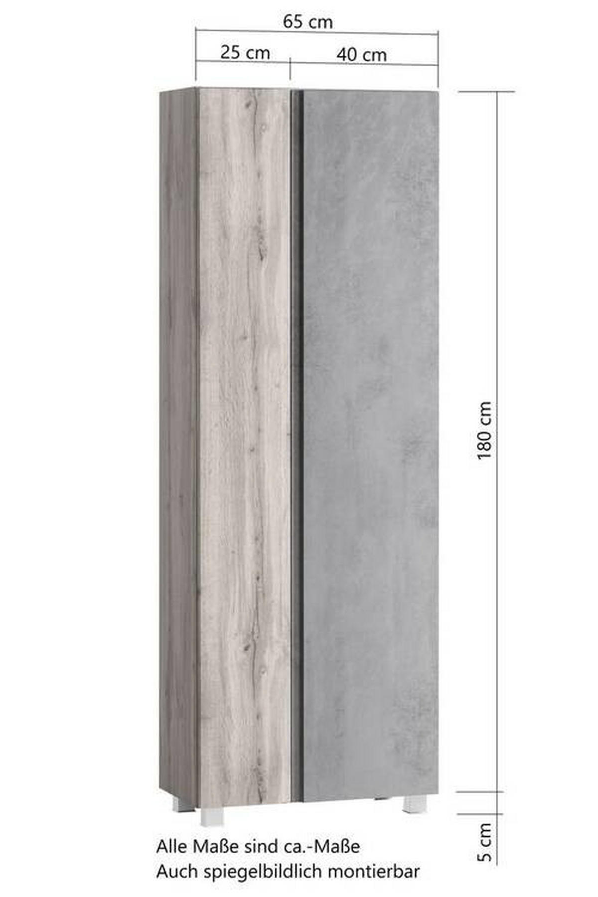 VYSOKÁ SKŘÍŇ, 65/180/35 cm - bílá/dub wotan, Moderní, kompozitní dřevo (65/180/35cm) - Held