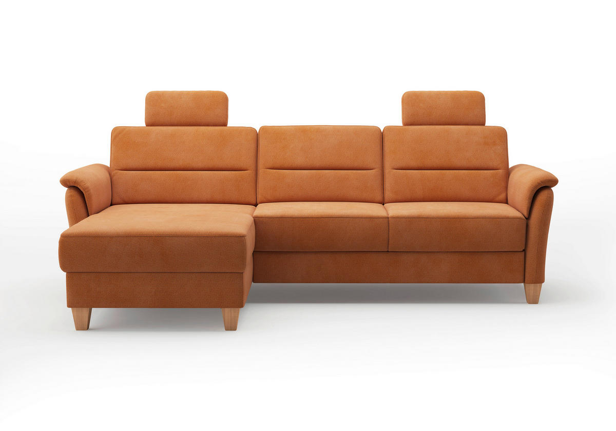 ECKSOFA in Flachgewebe Terracotta  163/244 cm  - Eichefarben/Terracotta, KONVENTIONELL, Holz/Textil (163/244cm) - Sit & More