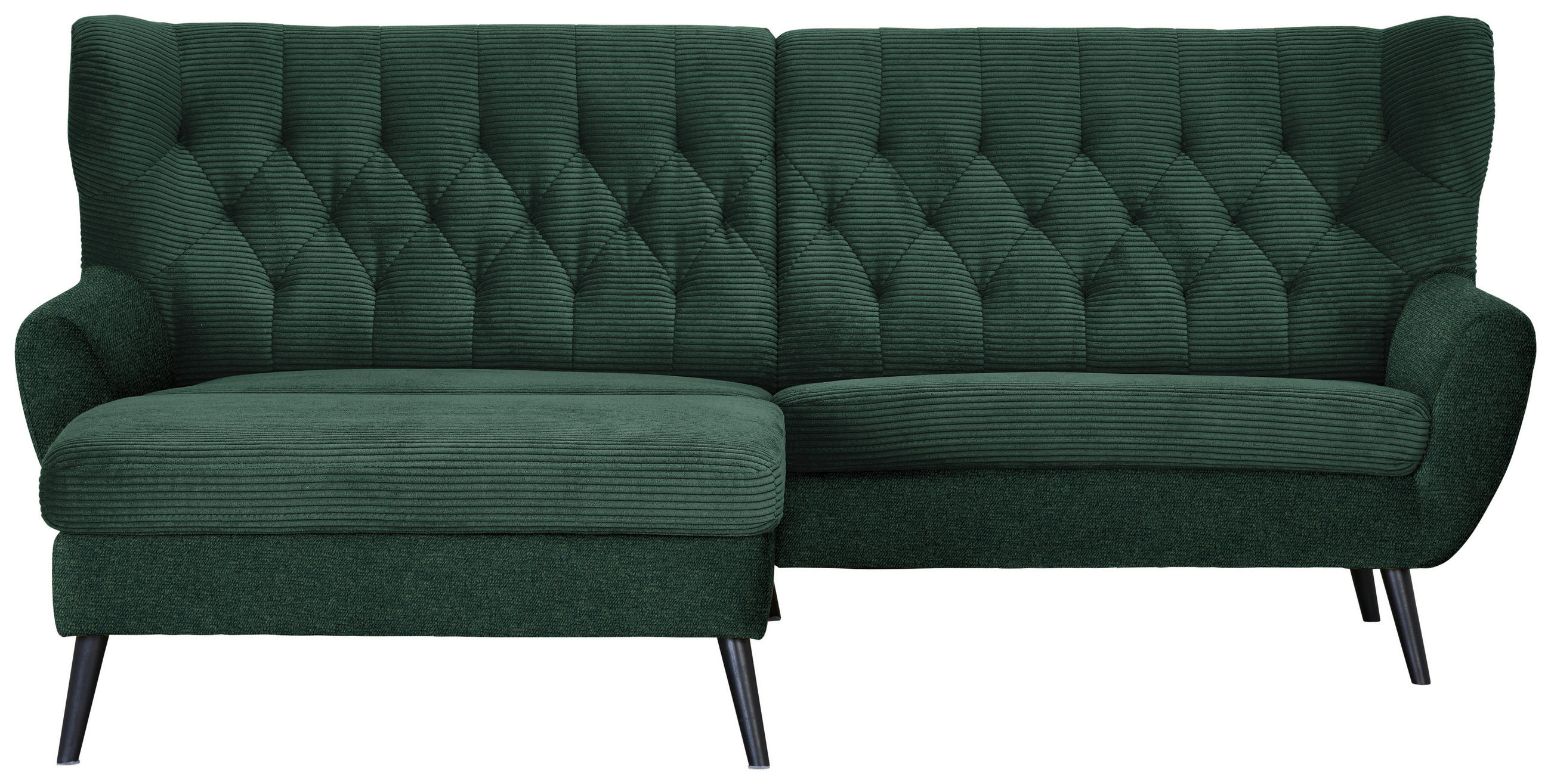 ECKSOFA Grün Cord  - Schwarz/Grün, Design, Holz/Textil (165/237cm) - Stylife