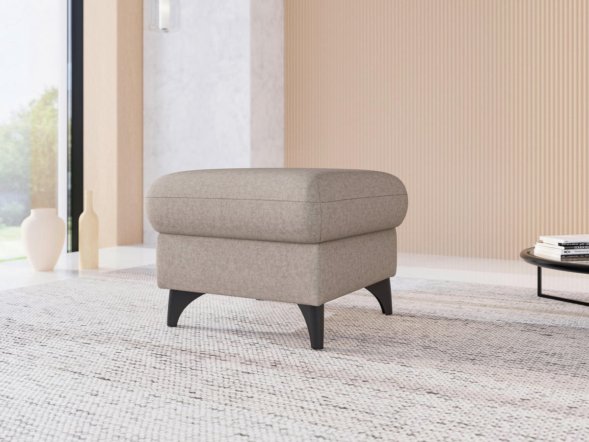 HOCKER in Textil Taupe  - Taupe/Schwarz, KONVENTIONELL, Textil/Metall (58/48/58cm) - Sit & More