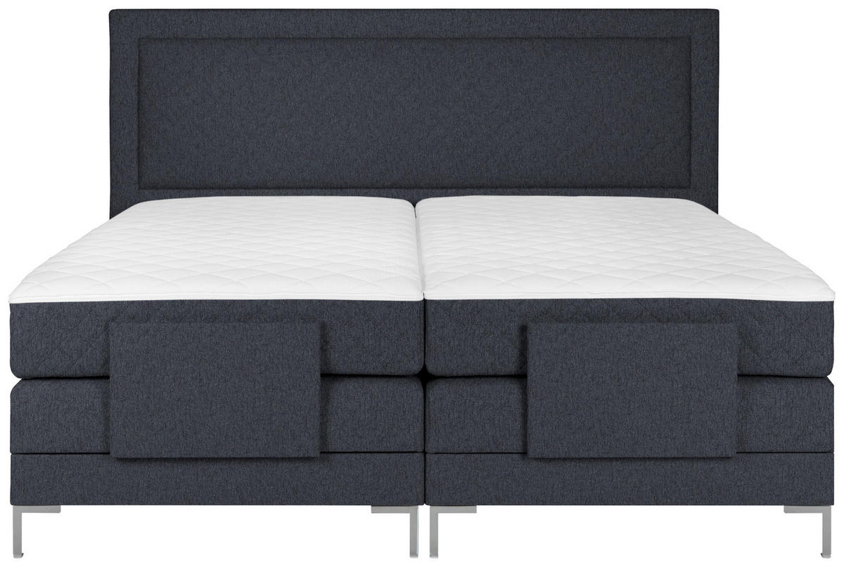 BOXSPRINGBETT 180/200 cm  in Graphitfarben  - Alufarben/Graphitfarben, Design, Textil/Metall (180/200cm) - Welnova
