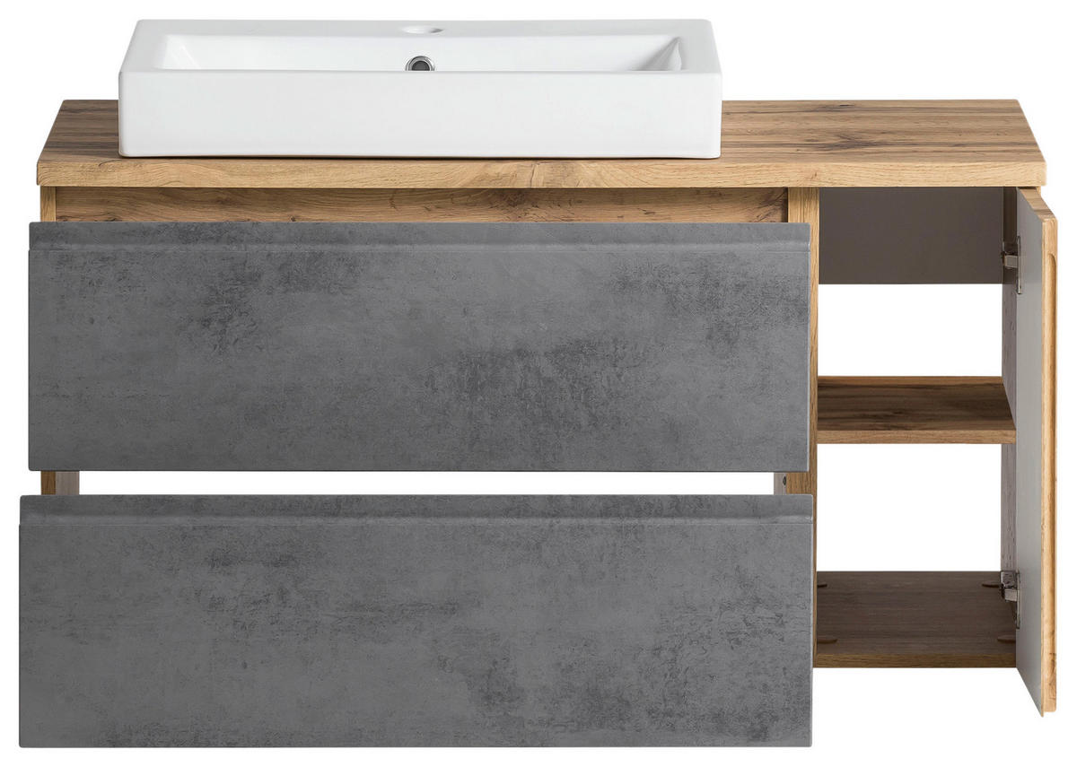 WASCHTISCHKOMBI 105 cm  - Eiche Wotan/Weiß, MODERN, Keramik/Holzwerkstoff (105cm) - Held