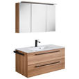 BADEZIMMER 3-teilig  in 101,2 cm  - Eichefarben/Schwarz, KONVENTIONELL, Glas/Holzwerkstoff (101,2cm) - Novel