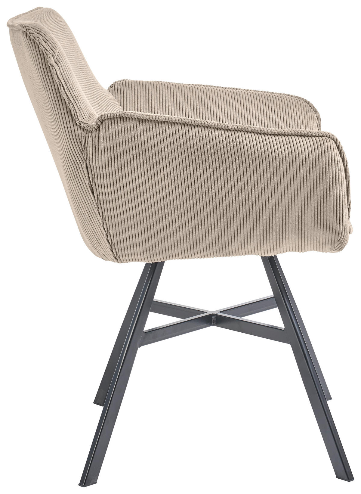 ARMLEHNSTUHL  in Cord  - Ecru/Schwarz, Design, Textil/Metall (60/84/65cm) - SetOne by Musterring