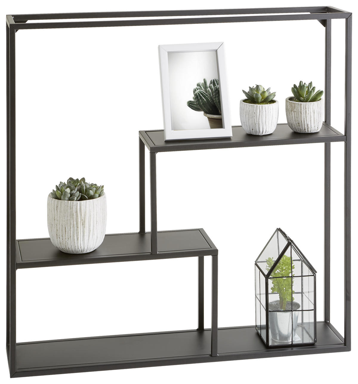 POLICA ZIDNA crna  metal  - crna, Trend, metal (60/60/13cm) - Landscape