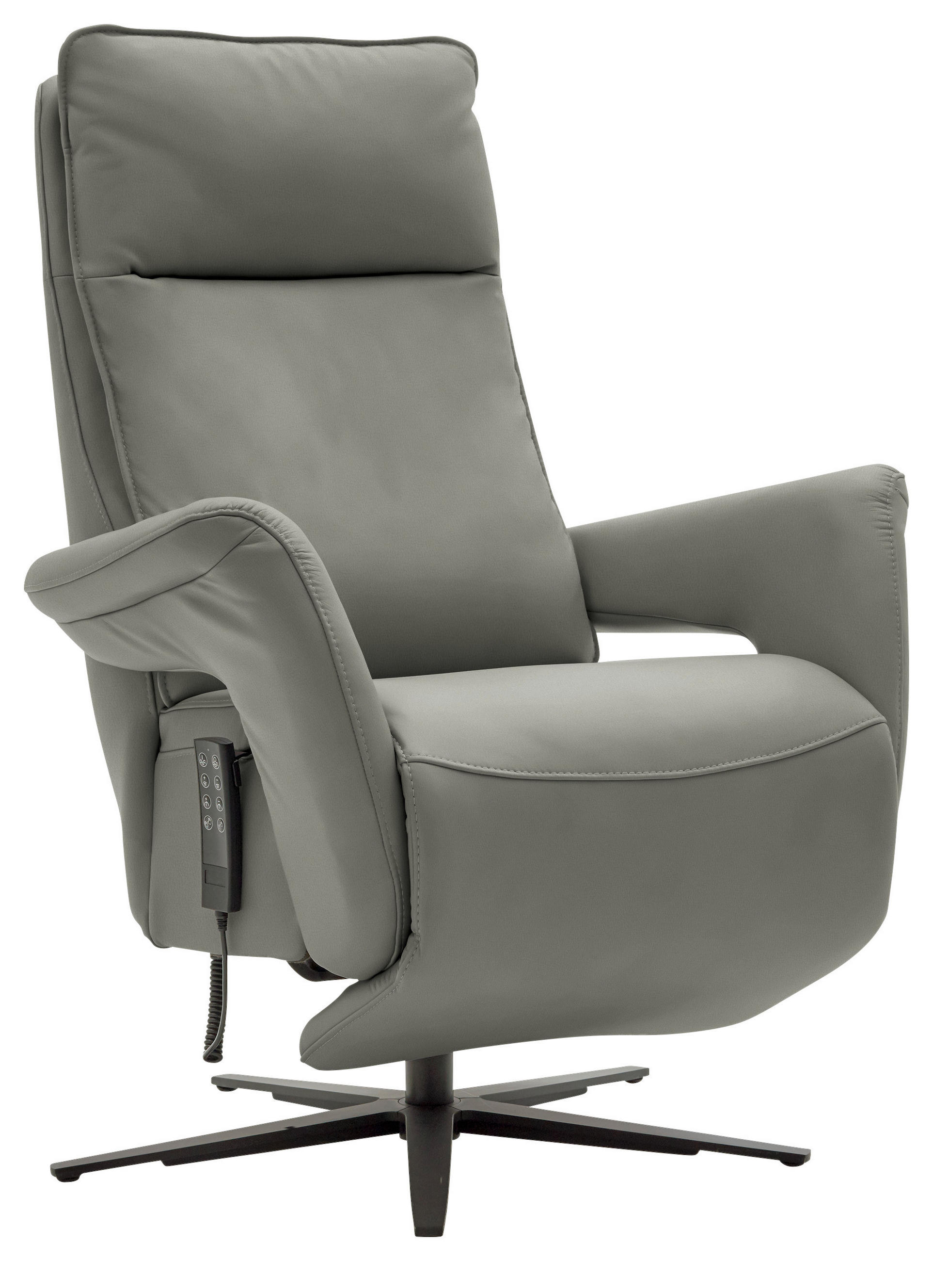 RELAXSESSEL in Leder Grau  - Schwarz/Grau, Design, Leder/Metall (83/116/87cm) - Valdera