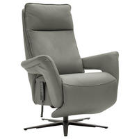 RELAXSESSEL in Leder Grau  - Schwarz/Grau, Design, Leder/Metall (83/116/87cm) - Valdera