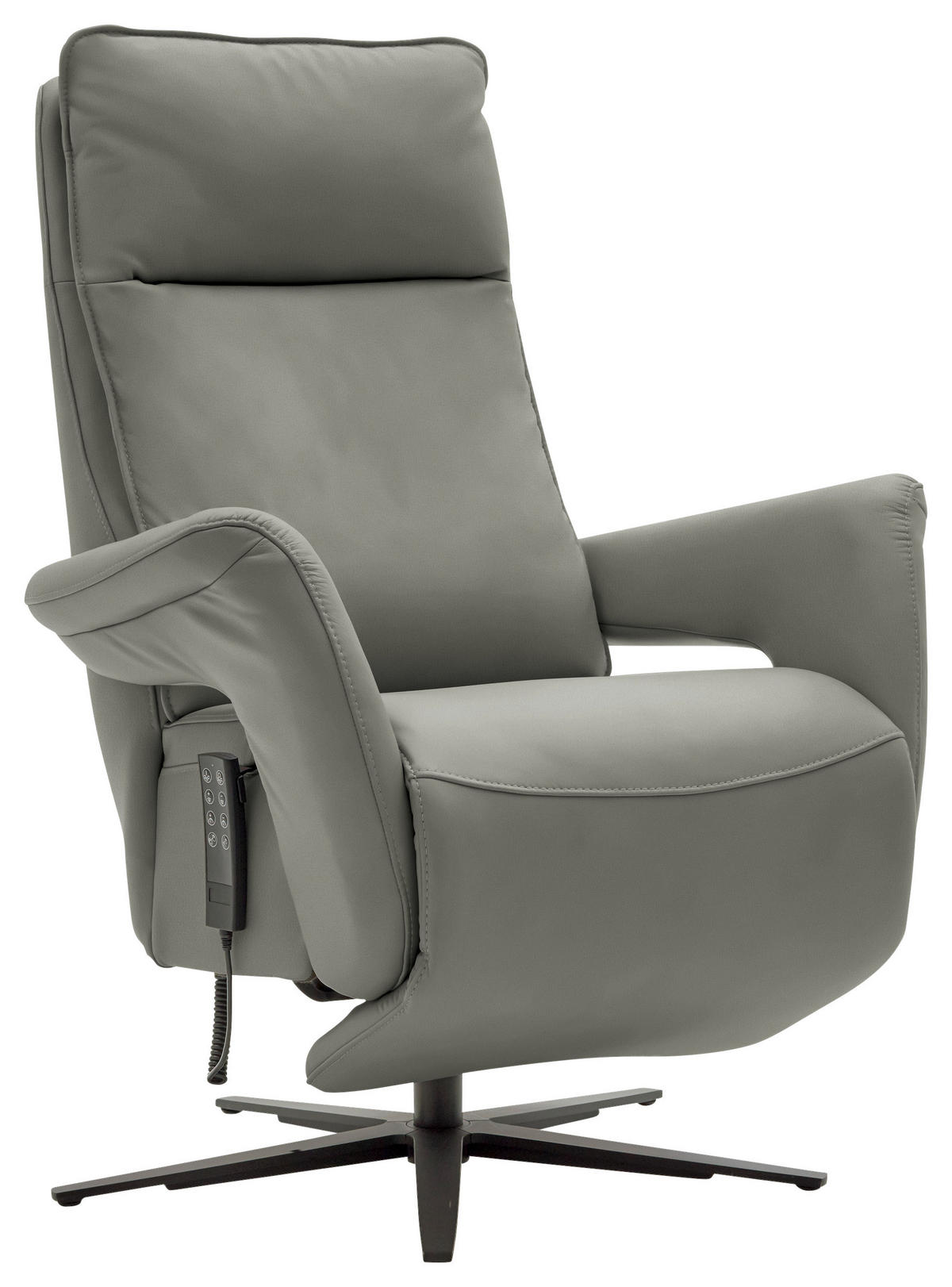 RELAXSESSEL in Leder Grau  - Schwarz/Grau, Design, Leder/Metall (83/116/87cm) - Valdera