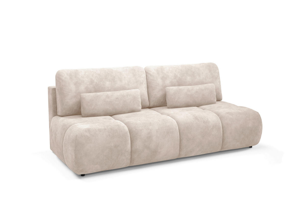 SCHLAFSOFA MARON in Samt Beige  - Beige/Schwarz, Design, Kunststoff/Textil (219/94/110cm) - Livetastic
