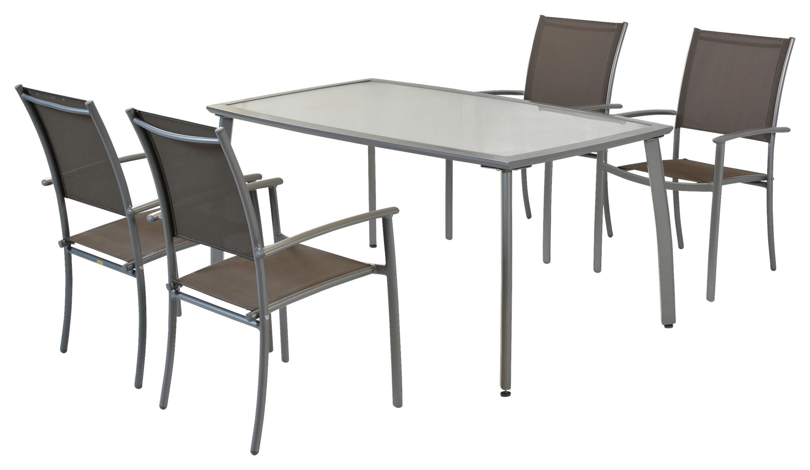 GARTENSET Aluminium  - Taupe/Silberfarben, MODERN, Textil/Metall - Gardenson