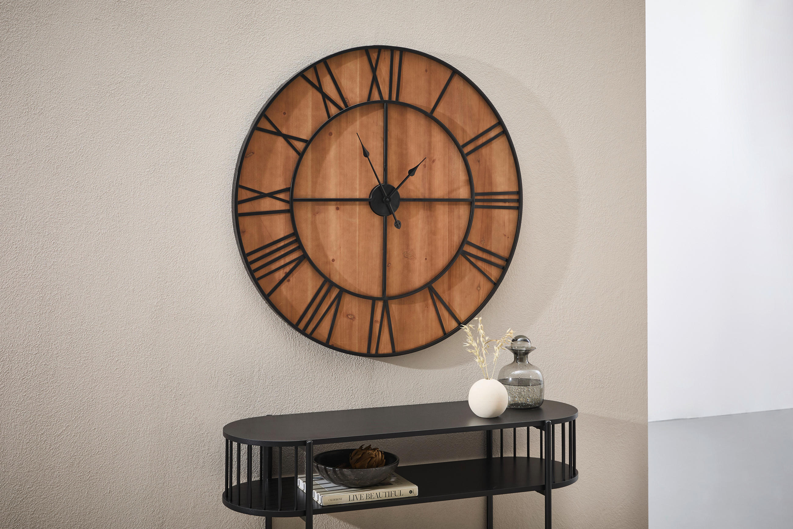 WANDSPIEGEL Schwarz  - Schwarz/Naturfarben, Design, Holzwerkstoff/Metall (96/96/3cm) - MID.YOU