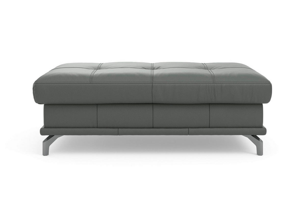 HOCKER COSTELLO E Echtleder Anthrazit  - Anthrazit/Schwarz, Basics, Leder/Metall (133/47/72cm) - Sit & More