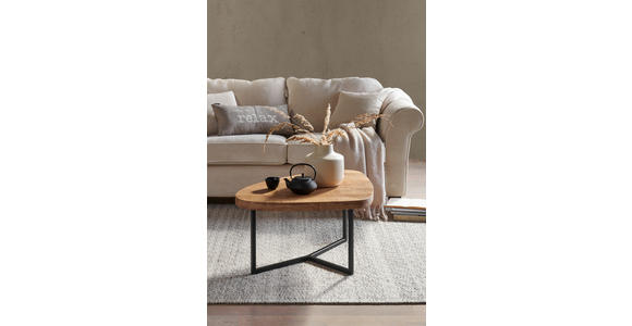 COUCHTISCH in Holz, Metall 100/100/38,5 cm - Eichefarben/Schwarz, Natur, Holz/Metall (100/100/38,5cm) - Novel