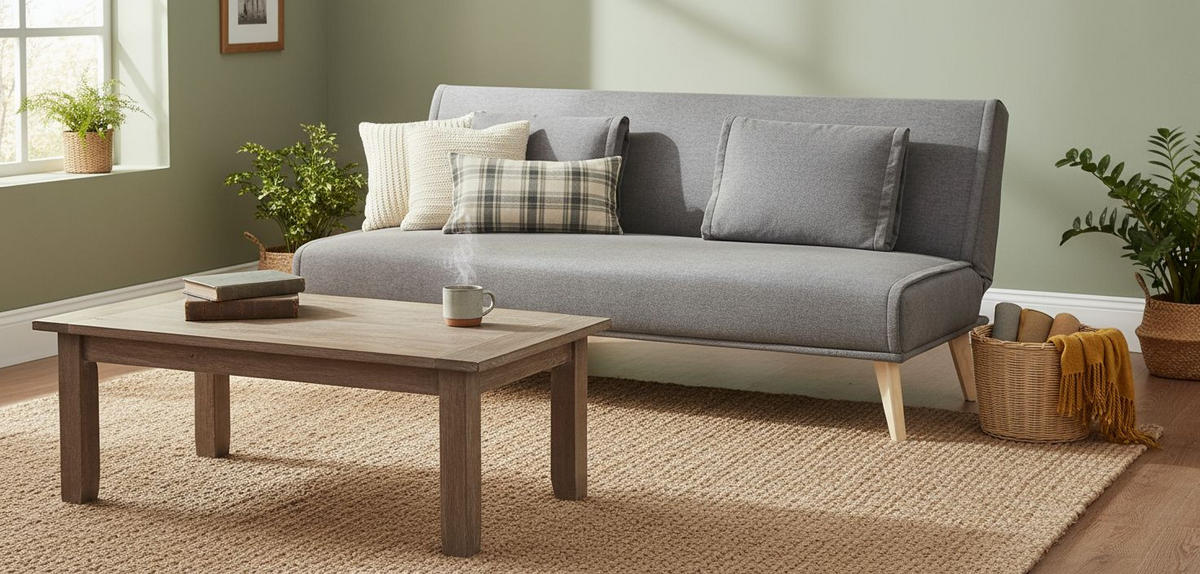 SCHLAFSOFA  in Webstoff Grau  - Naturfarben/Grau, Design, Holz/Textil (180/82/83cm) - MID.YOU