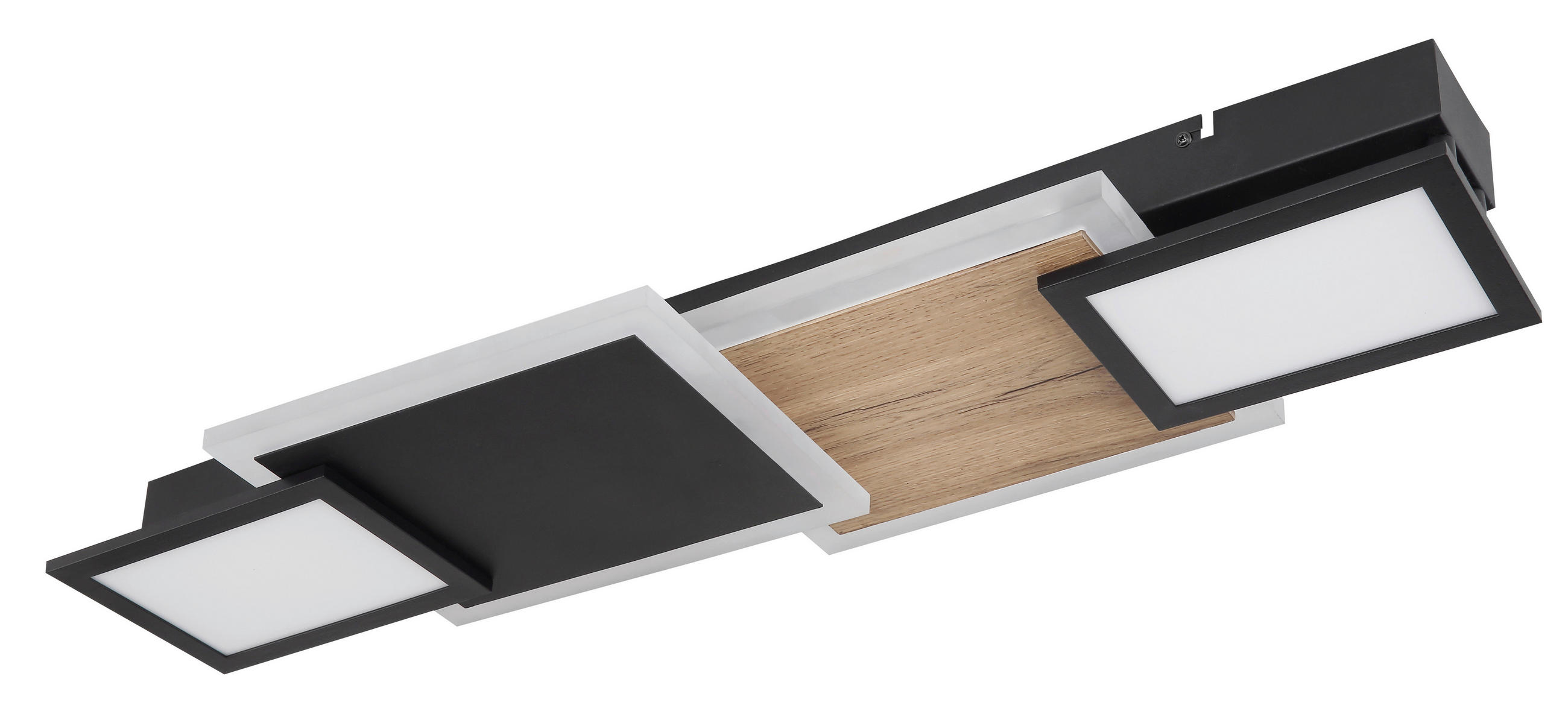 LED-DECKENLEUCHTE 30 W    71,5/25/8 cm  - Opal/Schwarz, Design, Holzwerkstoff/Kunststoff (71,5/25/8cm) - Globo