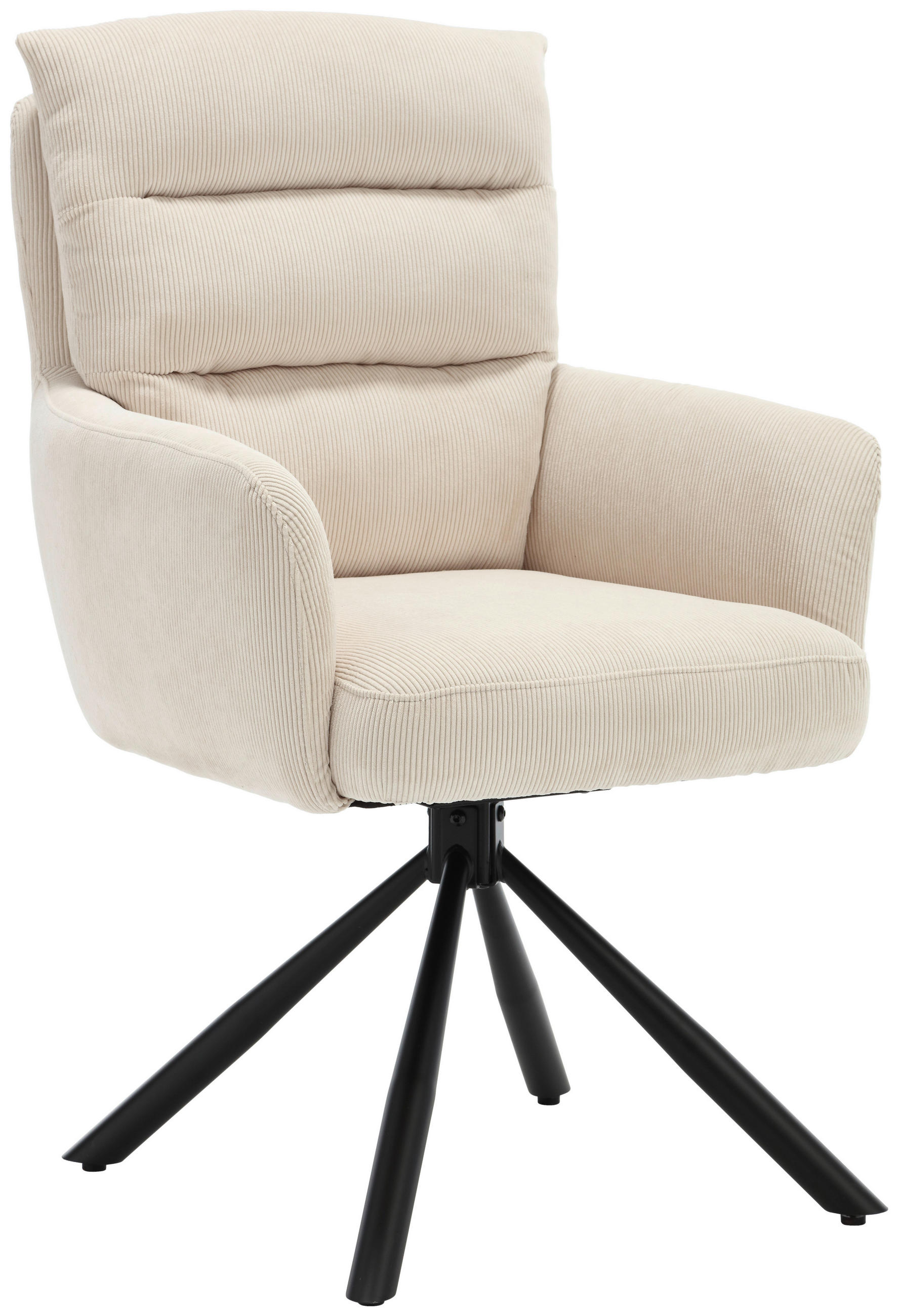 ARMLEHNSTUHL  Stoffauswahl, Sitzfläche 180° drehbar, automatische Rückholfunktion Cord  - Beige/Schwarz, KONVENTIONELL, Textil/Metall (58/94/67cm) - Boxxx