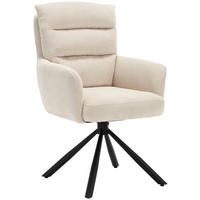 ARMLEHNSTUHL  Stoffauswahl, Sitzfläche 180° drehbar, automatische Rückholfunktion Cord  - Beige/Schwarz, KONVENTIONELL, Textil/Metall (58/94/67cm) - Boxxx