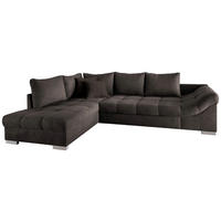 ECKSCHLAFSOFA in Dunkelbraun Textil   - Dunkelbraun/Silberfarben, Design, Holz/Textil (202/298cm) - P & B