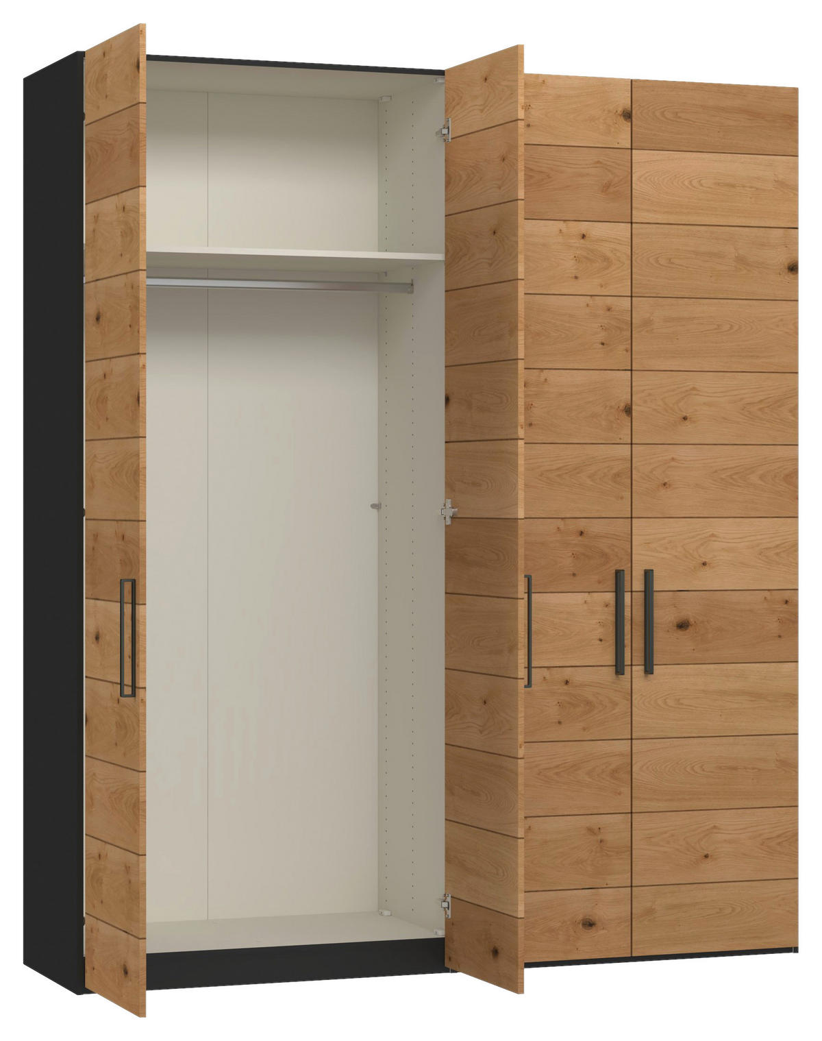 DREHTÜRENSCHRANK 203/220/59 cm,  in Schwarz, Wildeiche, 4-türig  - Wildeiche/Titanfarben, Design, Holz/Holzwerkstoff (203/220/59cm) - Jutzler