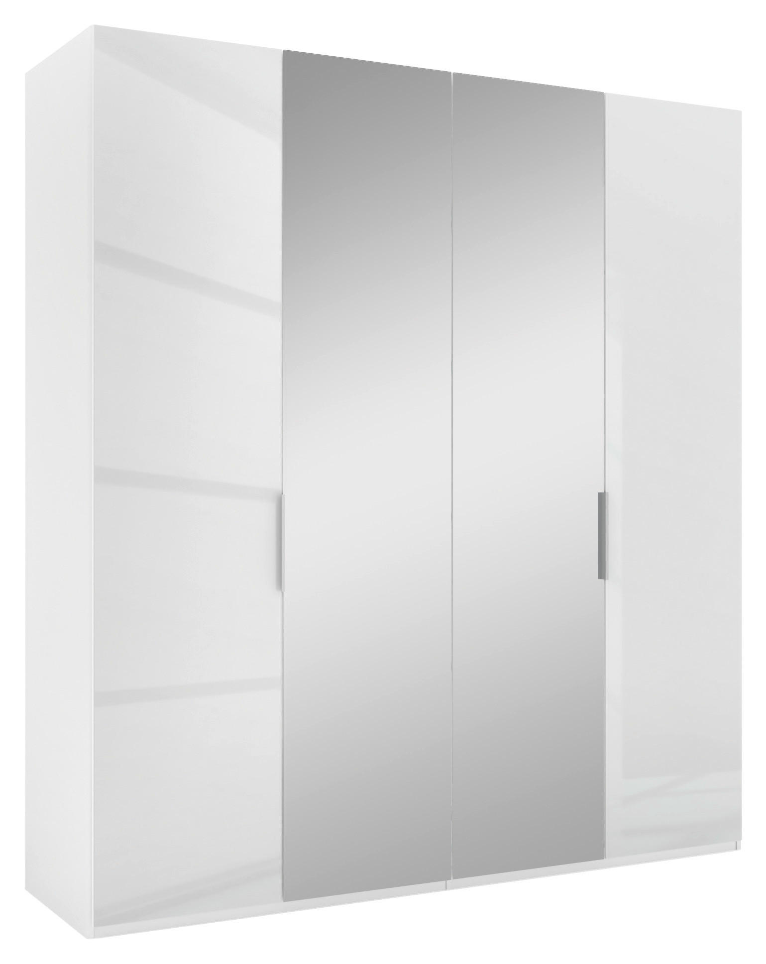 DREHTÜRENSCHRANK 200/223/62 cm 4-türig Weiß  - Alufarben/Weiß, KONVENTIONELL, Glas/Holzwerkstoff (200/223/62cm) - Novel